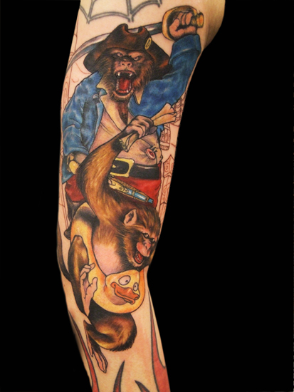 Tattoos - Cartoon tattoos - pirate monkey